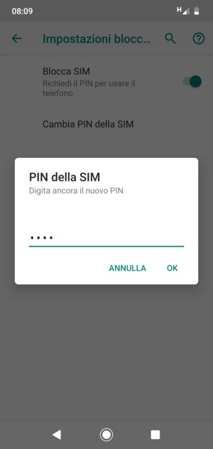 Conferma il nuovo PIN della SIM e seleziona OK