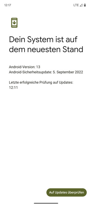 Falls Ihr Handy aktualisiert ist, wird Ihnen der folgende Bildschirm angezeigt