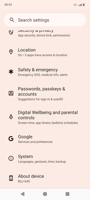 Scroll to and select  Passwords, passkeys & accounts