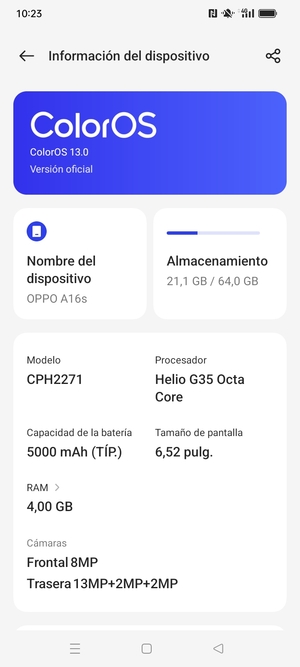 Seleccione ColorOS