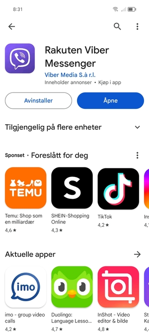 Velg Åpne