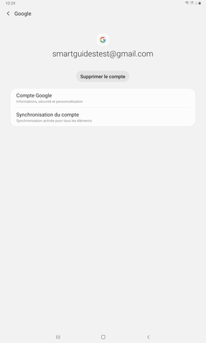 Sélectionnez Synchronisation du compte