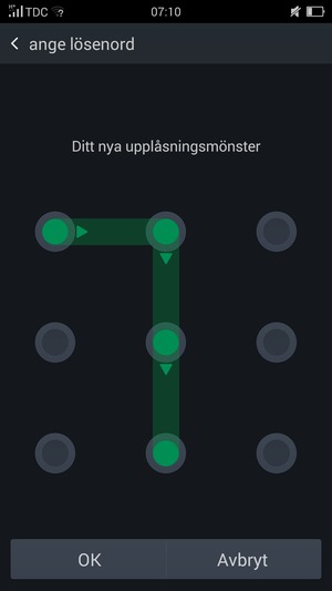 Rita upplåsningsmönstret igen och välj OK