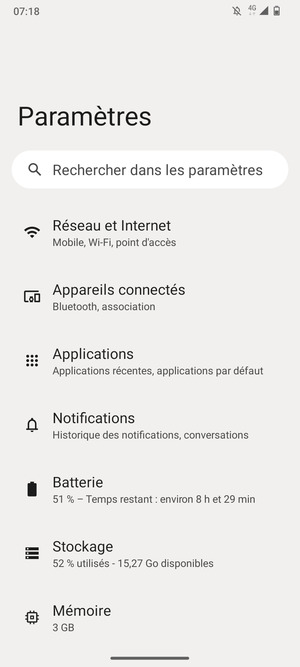 Sélectionnez Réseau et Internet