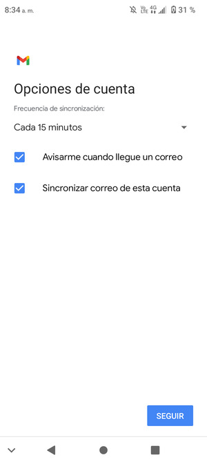 Seleccione SEGUIR