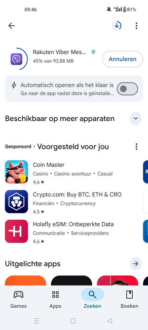 Wacht tot het installatieproces beëindigd is