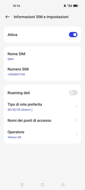 Per modificare la rete, in presenza di problemi, seleziona Operatore