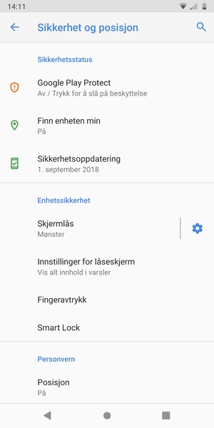Telefonen din er nå sikret med en skjermlås.