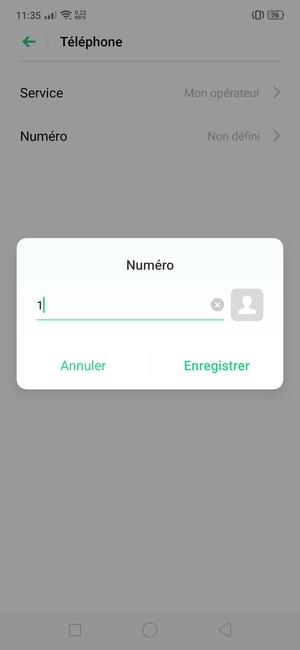 Saisissez le Numéro de messagerie vocale et sélectionnez Enregistrer