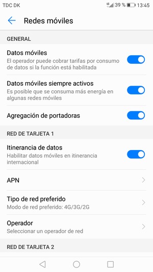 Activar o desactivar Itinerancia de datos