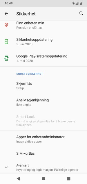 Bla til og velg SIM-kortlås