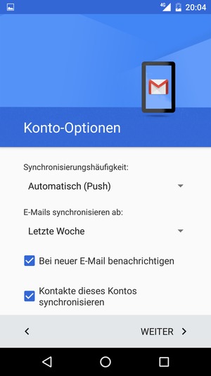 Wählen Sie WEITER