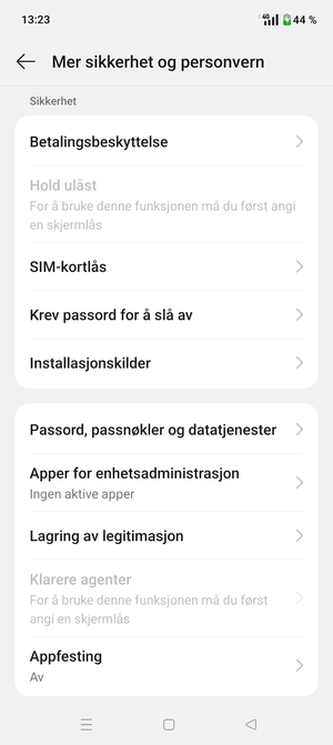 Bla til og velg SIM-kortlås
