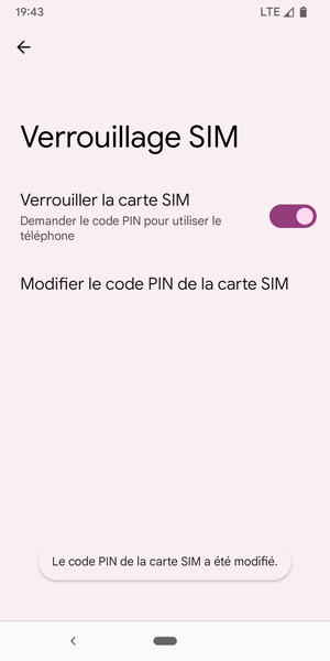 Votre code PIN de la carte SIM a été modifié