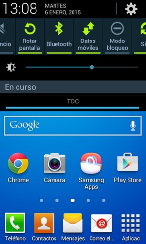 Deslice hacia abajo el menú superior