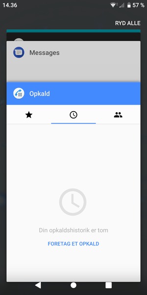 Vælg RYD ALLE for at lukke alle åbne apps