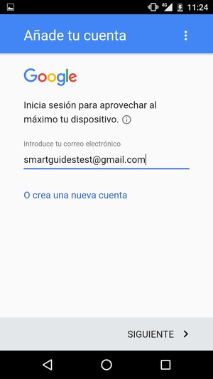 Introduzca su dirección de Gmail y seleccione SIGUIENTE