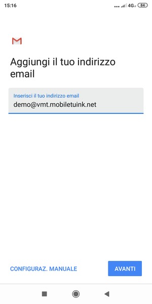 Inserisci il tuo indirizzo email e seleziona AVANTI