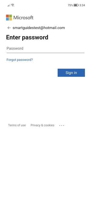 Enter your  Hotmail password and select Sign in