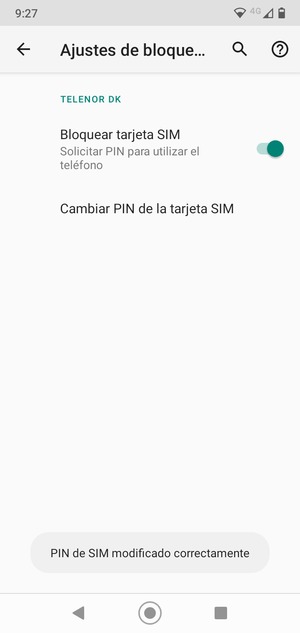 Su PIN de la tarjeta SIM ha sido cambiado
