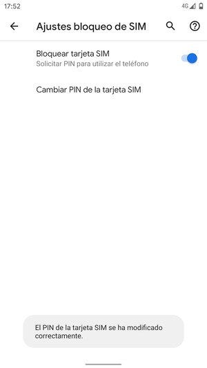 Su PIN de la tarjeta SIM ha sido cambiado