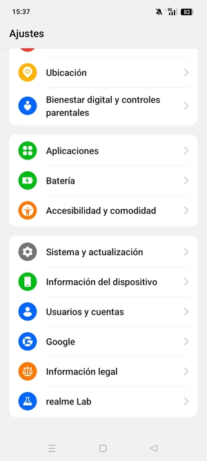 Desplácese y seleccione Información del dispositivo