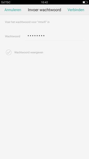 Voer het WiFi-wachtwoord in en selecteer Verbinden