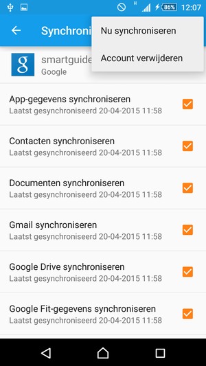 Selecteer Nu synchroniseren