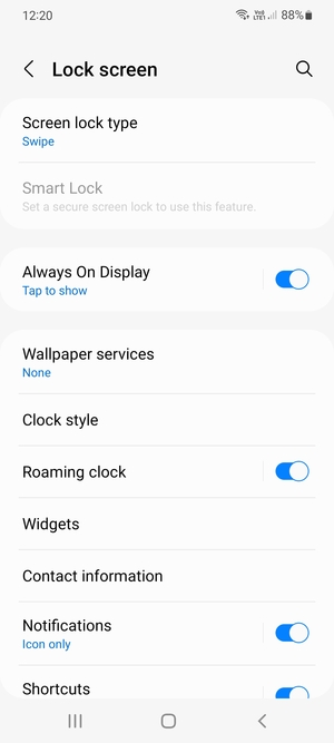 Select Screen lock type