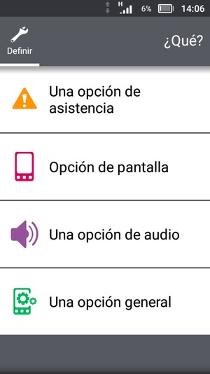 Desplácese y seleccione Una opción general