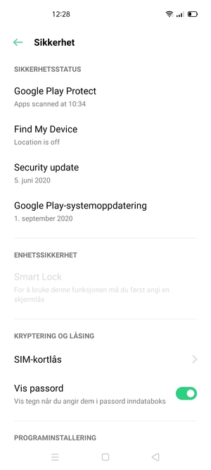 Bla til og velg SIM-kortlås
