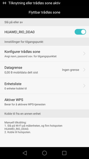 Telefonen din er konfigurert for bruk som et modem