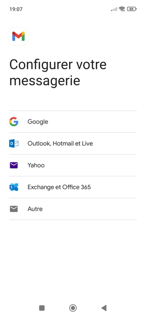 Sélectionnez Outlook, Hotmail et Live