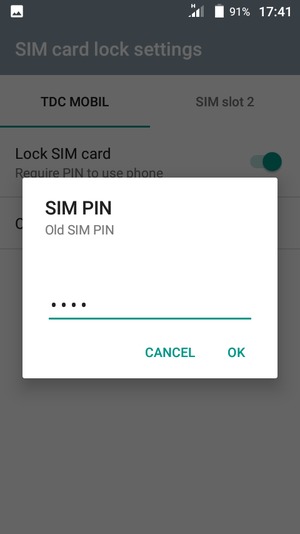 Enter your Old SIM PIN and select OK