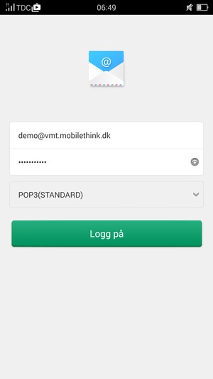 Skriv inn e-postadresse og passord