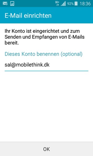 Geben Sie Ihrem Konto einen Namen und wählen Sie OK