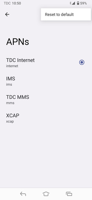 Select Reset to default