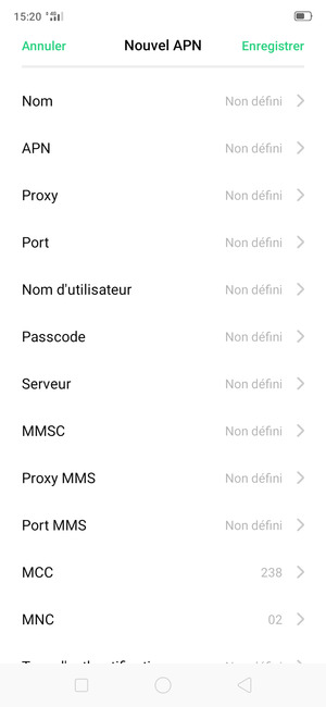 Saisissez les informations Internet