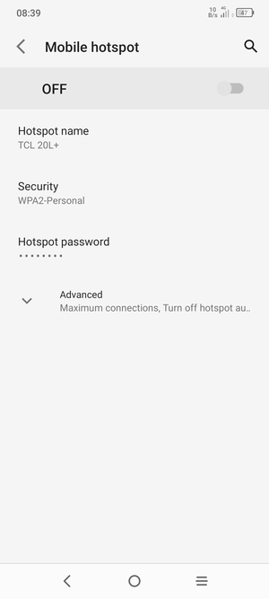 Select Hotspot password