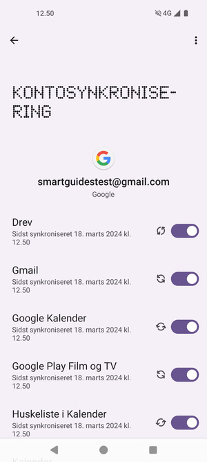 Dine oplysninger vil blive synkroniseret