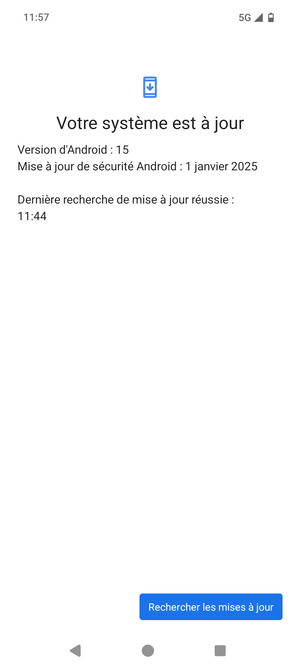 Si votre téléphone est à jour, vous verrez l'écran suivant