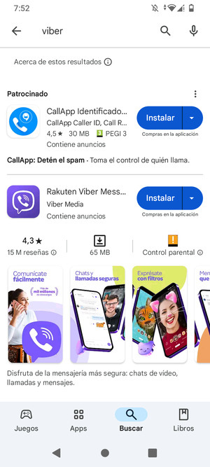 Seleccione la aplicación