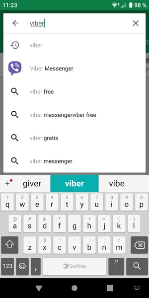 Skriv inn applikasjonsnavnet og velg Søk