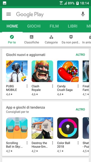Seleziona la barra di ricerca