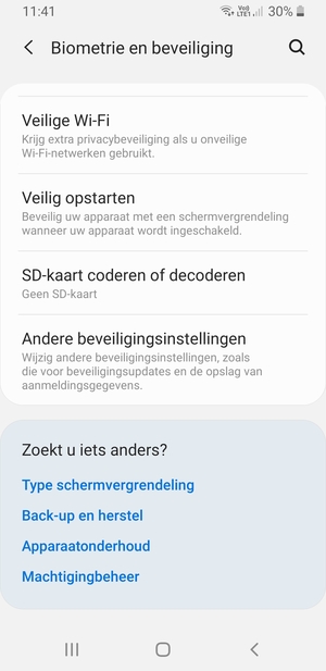 Scroll naar en selecteer Andere beveiligingsinstellingen