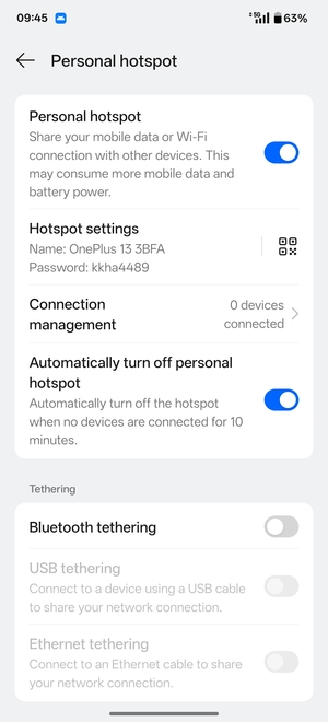 Your phone is now set up for use as a modem