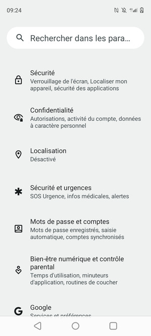 Faites défiler et sélectionnez Sécurité