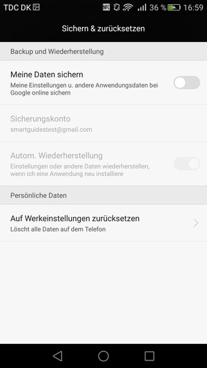 Schalten Sie Meine Daten sichern ein