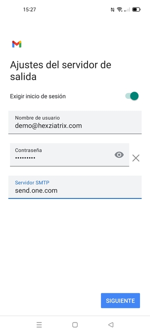 Introduzca la dirección de servidor saliente