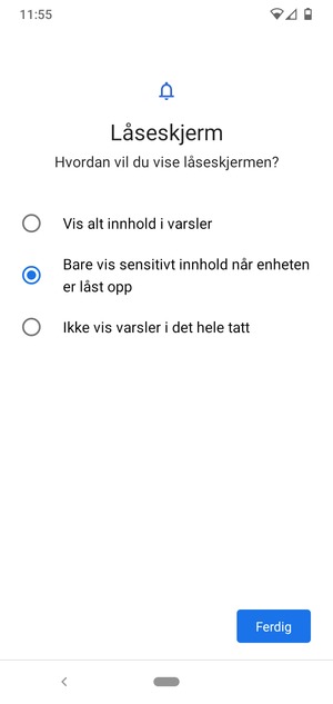 Velg ønsket alternativ og velg Ferdig